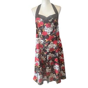 Dress‎ Tells Skulls And Roses Halter Fit And Flare Dress